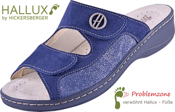 Pantolette Vario Hallux 2856 d.blau Velour komb.