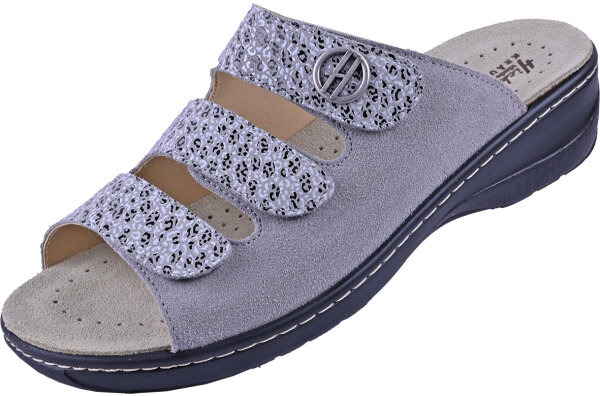 Pantolette Milano 2126 grau Velour komb.