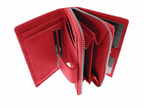 Zippbörse Ausweisfach Kalbleder rot
