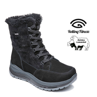Comfort Stieflette Damen Lammfell schwarz