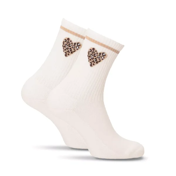Tamaris DAMEN Socken weiß mit Leo Herz