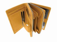Zippbörse Ausweisfach Kalbleder senfgelb