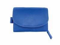Zippbörse klein Kalbleder jeansblau